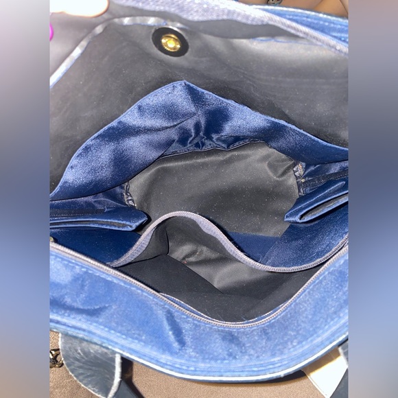 AUTHENTIC LONGCHAMP NAVY LEATHER SHOULDER/TOTE BAG WITH ZIPPER CLOSURE - Picture 3 of 16